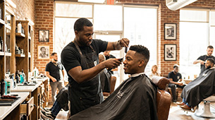 Black Male Getting Haircut
